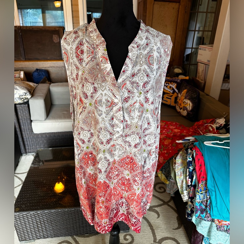 Rose and Thyme Linen Sleeveless Blouse in 1X
